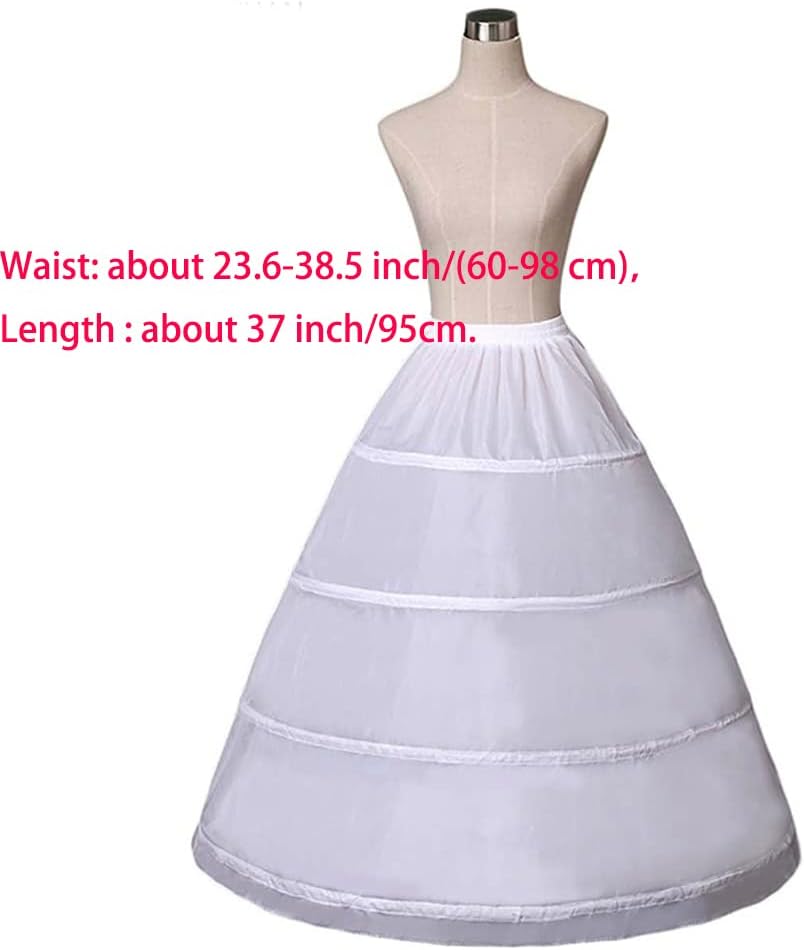 Women's Petticoat 4 Hoop A-Line Underskirt Crinoline Floor Length Wedding Ball Gown Slips Bridal Dress petticoats white - Image 5