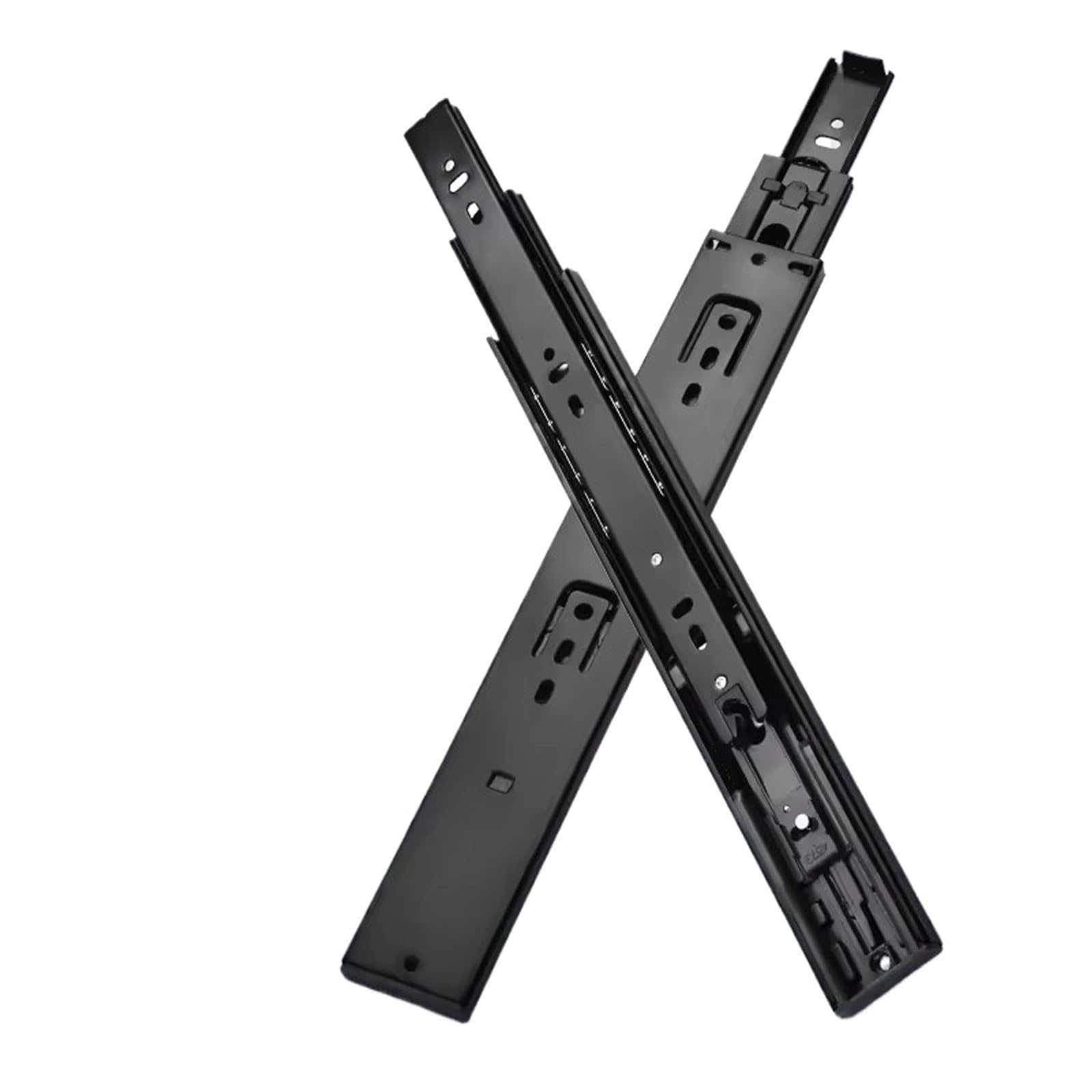 Drawer Slides Black Cabinet Drawer Slides 3-Section Thickened Smooth Quiet Ball Bearing Damping Close Hardware Accessories(40cm 16inch Pair)