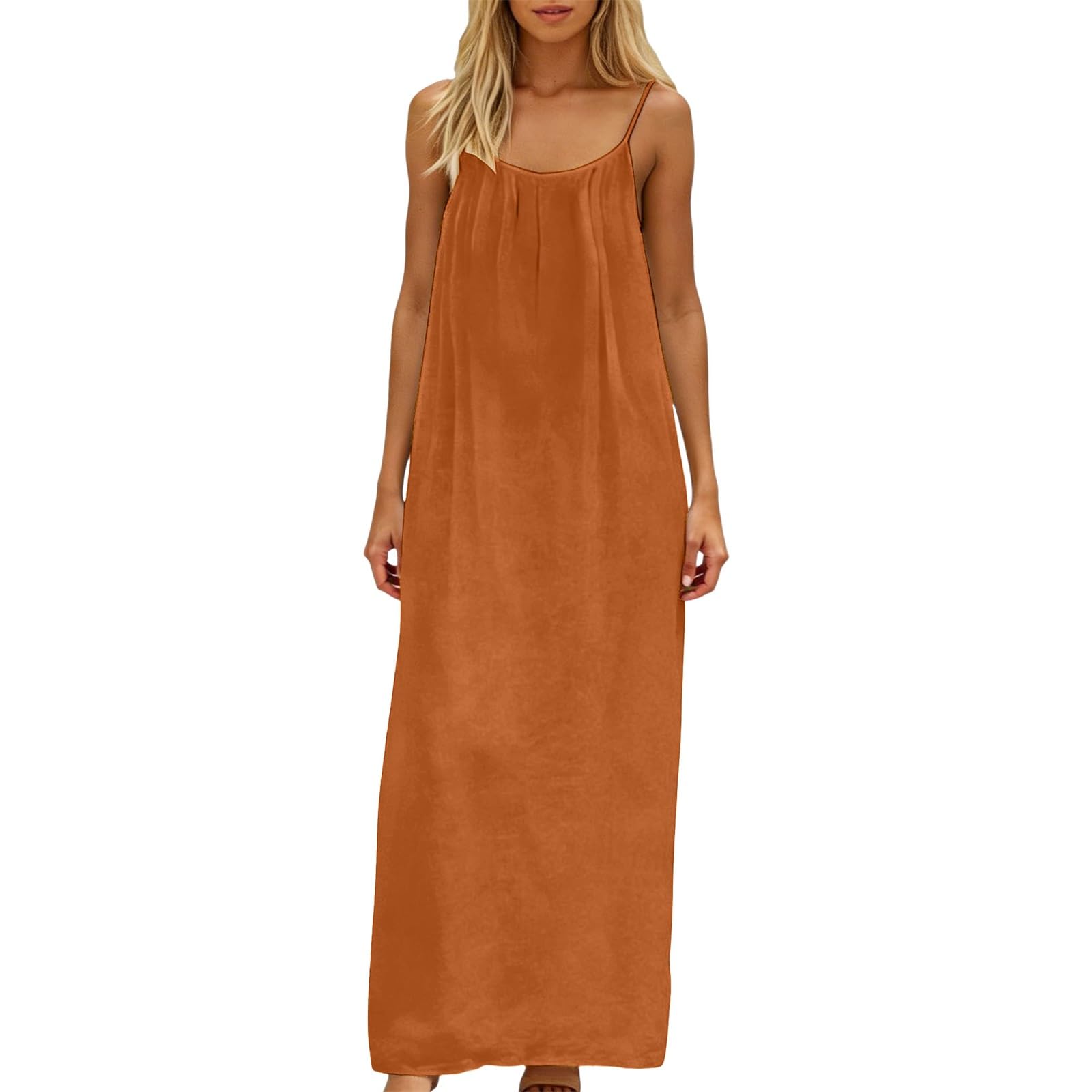 Vestido de verano de algodón para mujer, largo hasta la rodilla, muselina, vestido maxi de verano, tirantes descubiertos, ligero y aireado, vestido informal con cordón, vestido de casa, tirantes