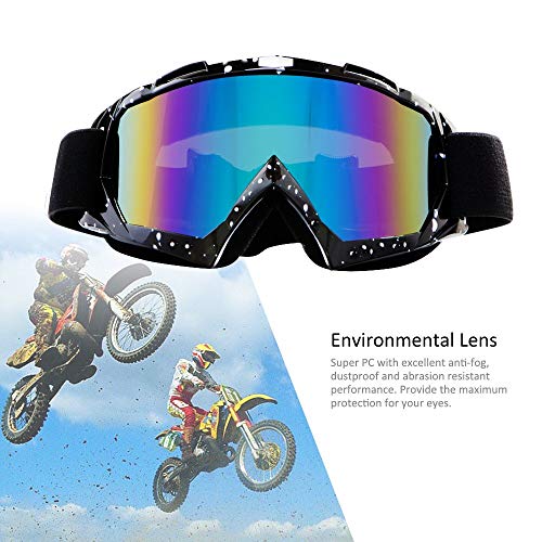 4-FQ Motocross Brille, Crossbrille, Hochwertige Motorradbrillen, ATV Dirt Bike Off Road Racing MX-Fahrbrille, Anti Fog UV Schutzbrille mit Double Lens Schaumstoffpolsterung (Schwarz)