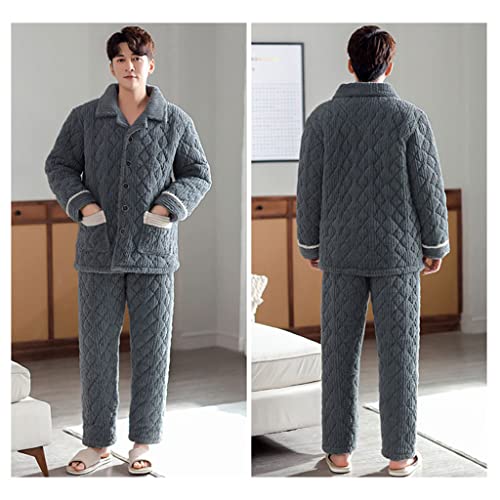 Mens Cotton Pajamas Set, Long Sleeve Sleepwear With Pocket, Button Down Nightwear For Home(Size:l,Color:style 2) #TOP1