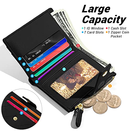 YINHEXI RFID Women Wallet, Small Slim PU Leather Bifold Wallet with Zipper Coin Pocket & ID Window, for Ladies, Teens, and Girls2