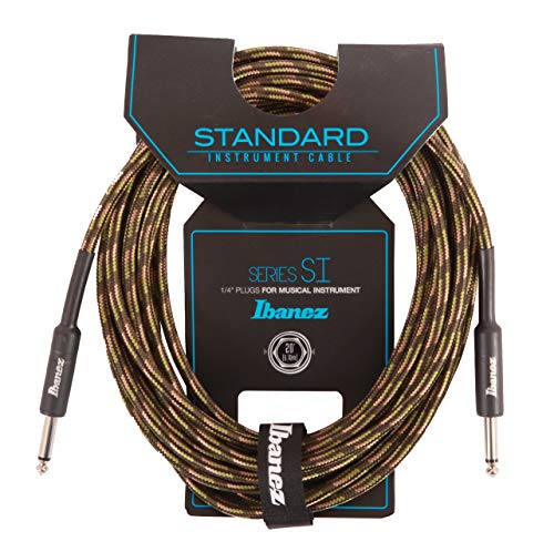 Ibanez SI20-CGR 20 ft 2 Straight Plugs Standard Woven Instrument Cable - Camouflage Green