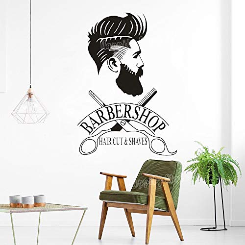 Image of Gadgets Wrap Barber Shop Window Decal Hipster Man Wall Sticker