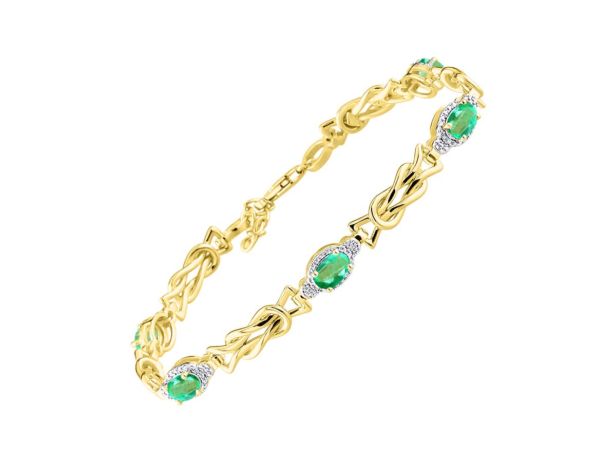 RYLOS Bracelets for Women Yellow Gold Plated Silver Love Knot Tennis Bracelet Gemstone &amp; Diamonds Adjustable to Fit 7"-8" Wrist, 5 Gorgeous 6X4MM Jewelry for Women Friendship Bracelets