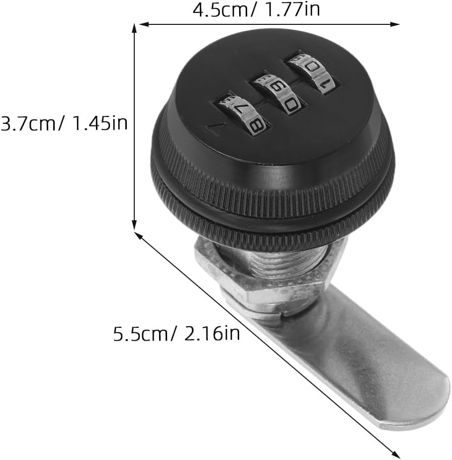 Mechanical Alloy Combination Cam Lock for Cabinet Doors and Dresser Drawers, 25mm Security Password Lock Set with Silver and Black Zinc Alloy, Suitable for File Cabinets