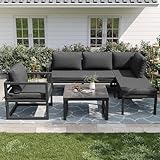 Lahoomu Seil-Gartenmöbel-Set, Garten-Lounge-Set, Ecksofa mit verzinktem...