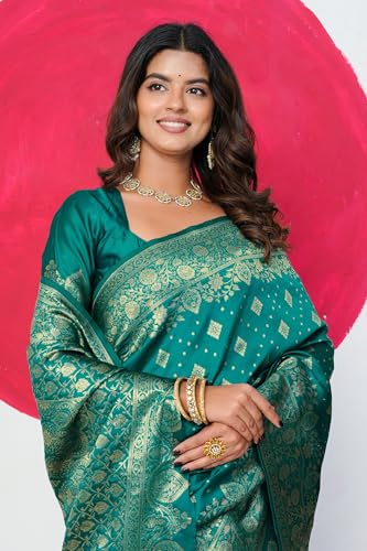 Image of MIRCHI FASHION Women Saree | Banarasi Silk Woven Design Daily Regular Use Sari with Blouse