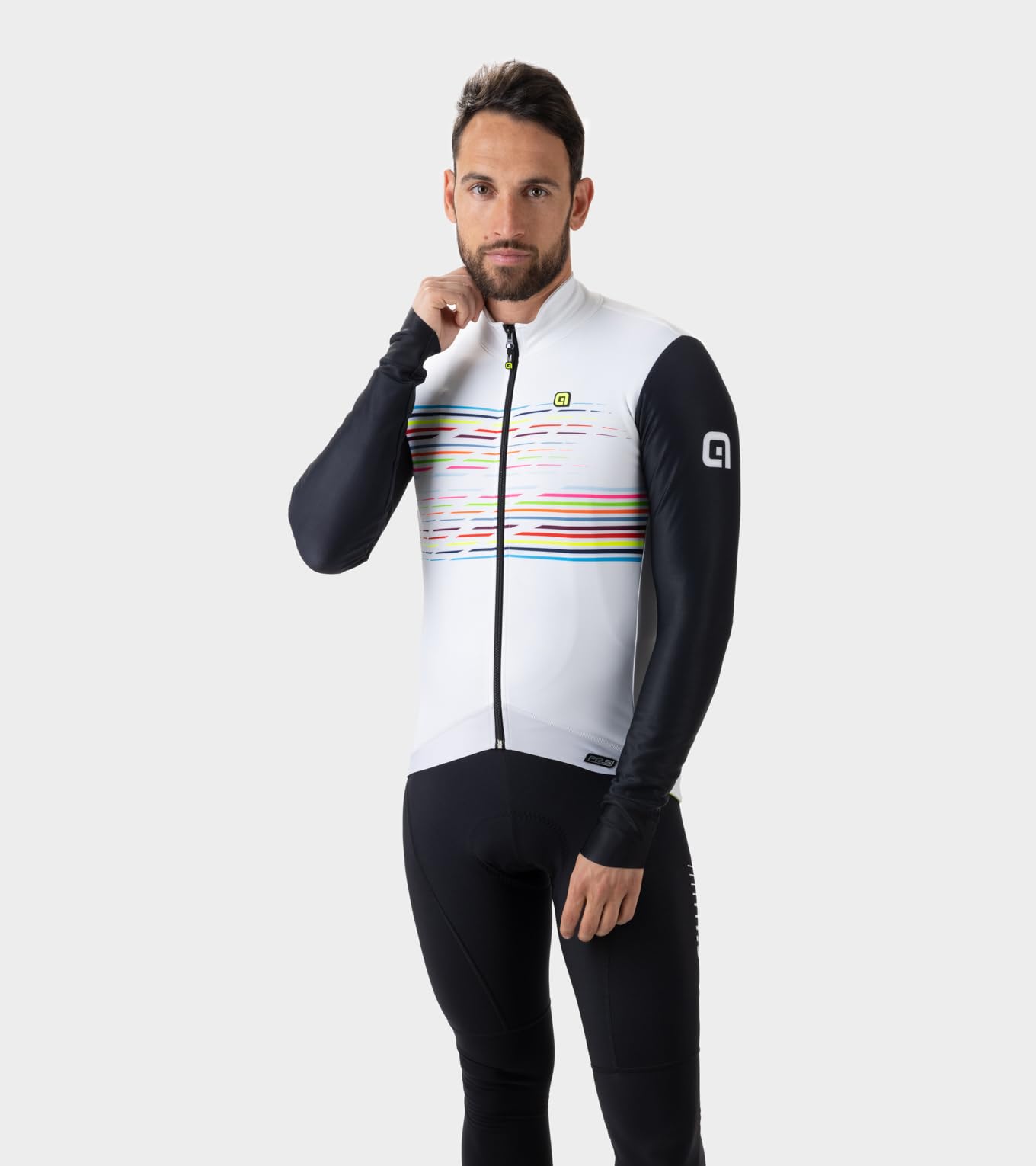 Alé Cycling Męska koszulka z długim rękawem z logo PR.S, biała, L