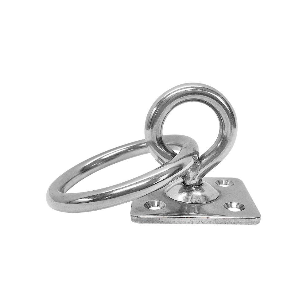 Prolinemax Stainless Steel 304 Square Swivel Pad Eye Plate W Ring 1/4" Welded Formed WLL 380 LBS Marine Boat Rigging