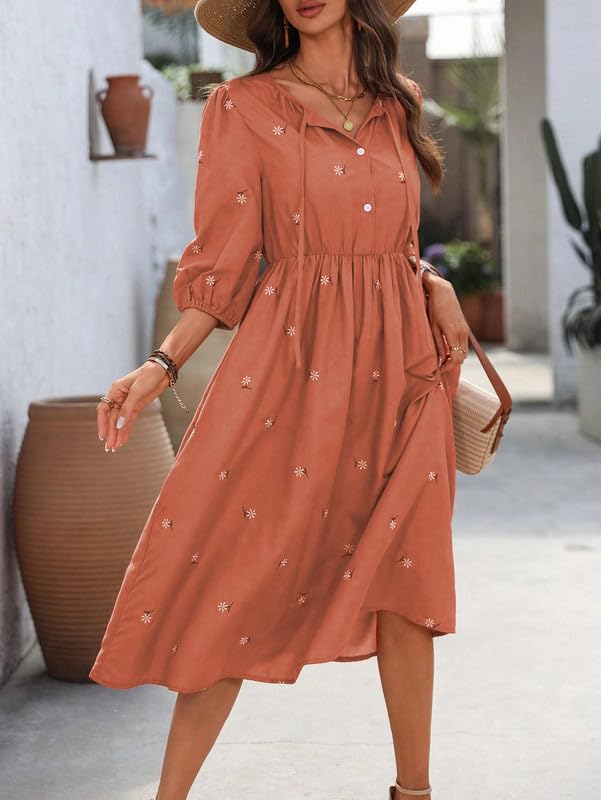 Image of SMOWKLY Cotton Blend Women's Casual Dress Mid-Length Maxi Dress for Woman ||Stylish Frocks for Women ||One Piece Dress for Women || Long Midi Dress for Woman || Party & Beach Wear
