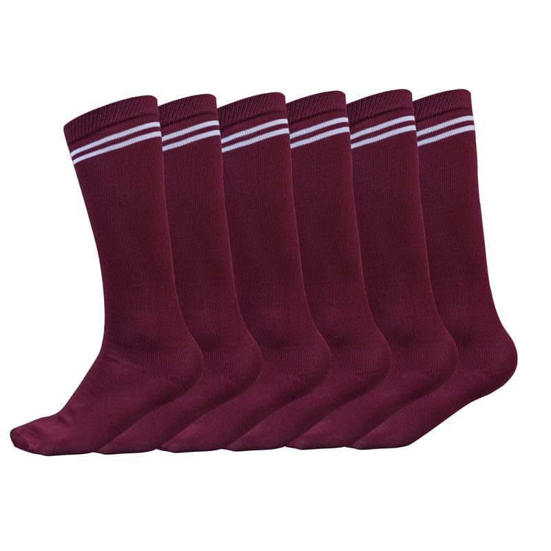 Image of WKLOUYHE Kids school socks for boys and girls,Knee Long Length soft cotton uniform Stripes socks Pack Of 06
