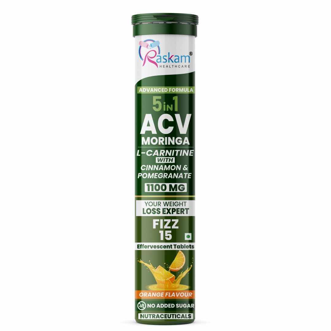 Raskam ACV Moringa 5 in 1 formula Effervescent Tablets | 15 Tablets, Pack Of 1 | With L-Carnitine Pomegranate & Cinnamon | Supports Fat Burn | Weight Loss Drink for Women, Men-picture-30