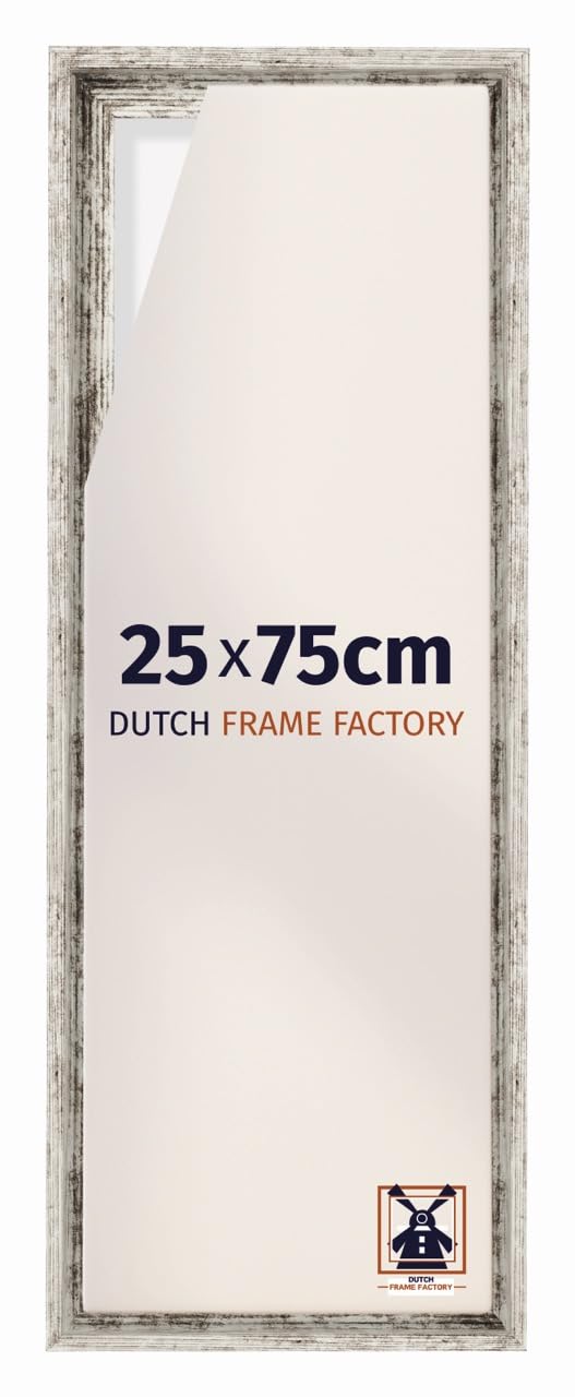Dutch Frame Factory - Schattenfugenrahmen 25x75 - White Vintage - Rahmen für Leinwand Bilder auf Keilrahmen - MDF - Lausanne