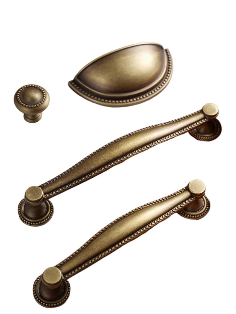 Qvorlth Vintage Cabinet Pulls 2pcs Antique Bronze Solid Brass Cabinet Knobs Shell Handle Cupboard Handles Furniture Drawer Pull Kitchen(Knob-30mm)