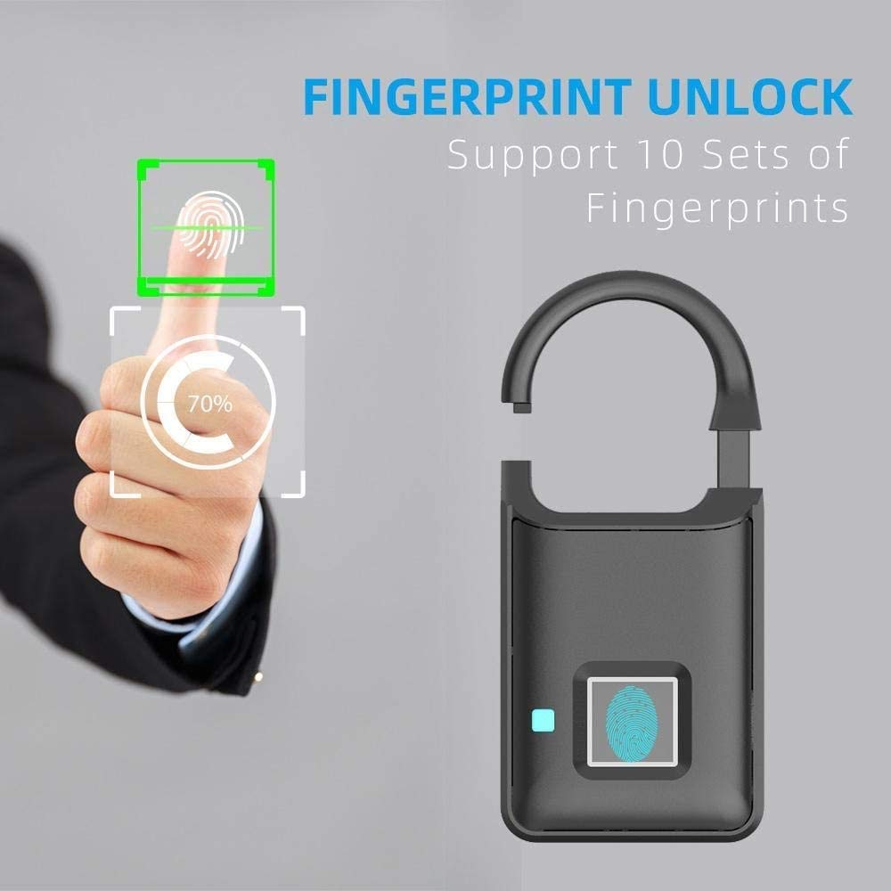 Lucchetto di impronte digitali, i migliori regali di compleanno di Natale per le donne, Smartless Sicurezza senza chiave Locker Blocco Gym Lock Impermeabile Anti-Furto USB ricaricabile per armad