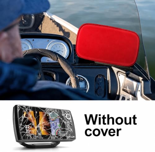 Image of Helix 7 Cover, Waterproof Fish Finder Cover, Compatible with UC H7 / Helix 7 Screen Cover, Neoprene Protects Your Screen (Red)