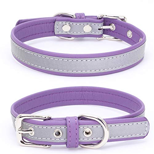 Reflective Puppy Dog Collar Safer At Night Girl Cat Collars Purple Xs #TOP6