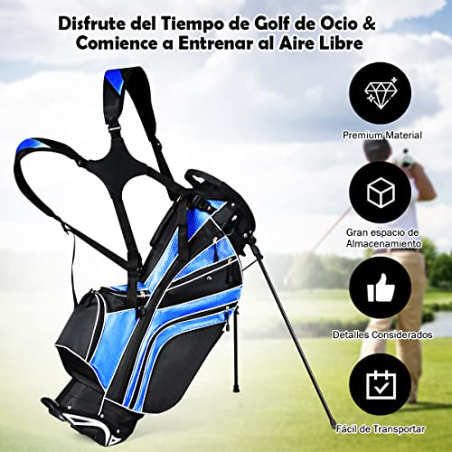 COSTWAY-Bolsa-de-golf-Bolsa-de-Palos-de-Golf-con-5-Divisores-7-Bolsillos-con-Cremallera-Paraguero-Bolsa-de-Golf-Ligera-y-Portatil-con-Correa-para-el-Hombro-azul