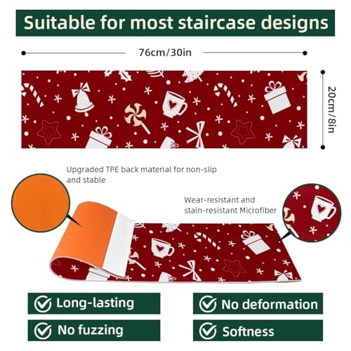 Tapis d'escalier antidérapants de qualité supérieure 76x20cm rouge lot 15 - 5