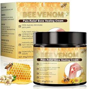 Bienengiftsalbe, 60g Bienengift Creme, Professionelle Bienengiftcreme, Bienengift Hautbehandlung Creme, Bee Venom Cream für Nacken, Taille, Rücken, Hände, Füße und Beine