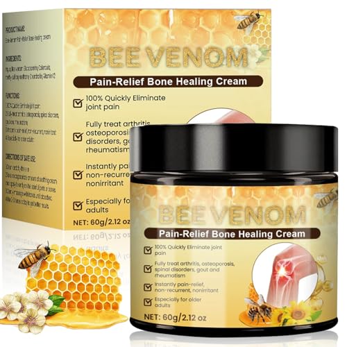 Bienengiftsalbe, 60g Bienengift Creme, Professionelle Bienengiftcreme, Bienengift Hautbehandlung Creme, Bee Venom Cream für Nacken, Taille, Rücken, Hände, Füße und Beine