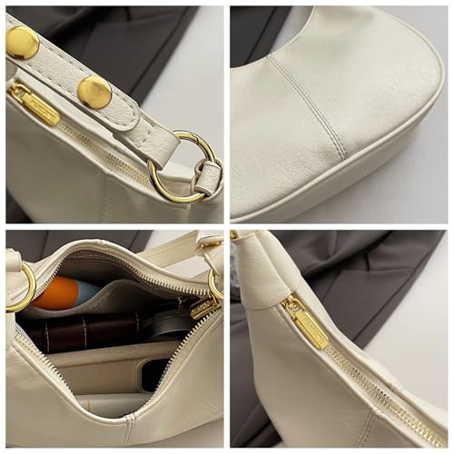 Image of GRPKSSIB PU Leather Shoulder Bags Hobo Crossbody Bag Casual Tote Handbags Women's Crescent Purse with Adjustable Strap