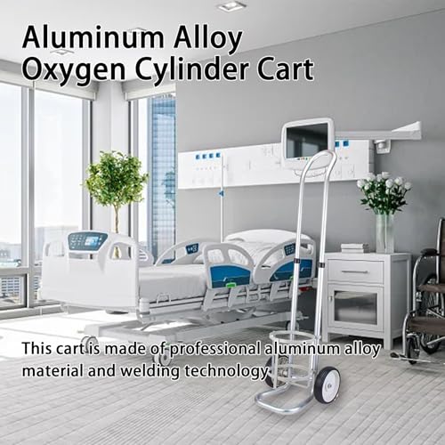 Chariot mobile bouteilles oxygène avec sangle réglable et roues hôpital - 3
