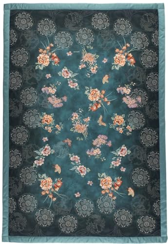 Bassetti ESPERIDI Plaid aus 100% Baumwolle in der Farbe Petrol B1, Maße: 135X190 cm - 9333427