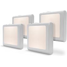 VINTAR 4 Pack LED Night Light, Night Lights Plug into Wall with Smart Dusk to Dawn Sensor, Night Lights Adjustable Brightness Warm White Lights for Hallway,Bedroom, Kids Room, Kitchen, Stairway