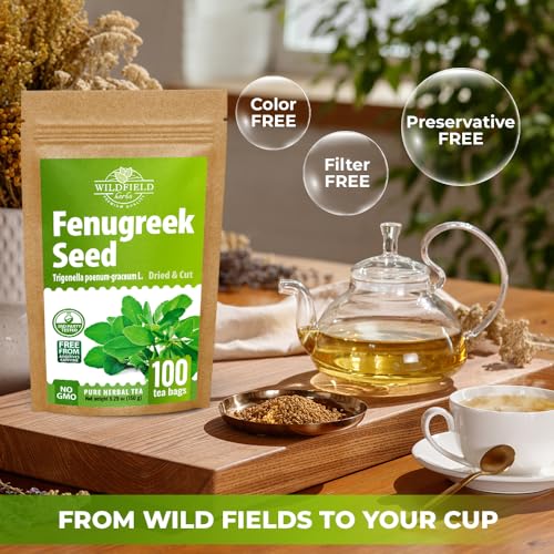 Image of 100 Bags Dried Fenugreek Herb Tea (Trigonella Foenum-Graecum) - 100 Count 1.5g Tea Bags Fenugreek Semillas De Fenogreco