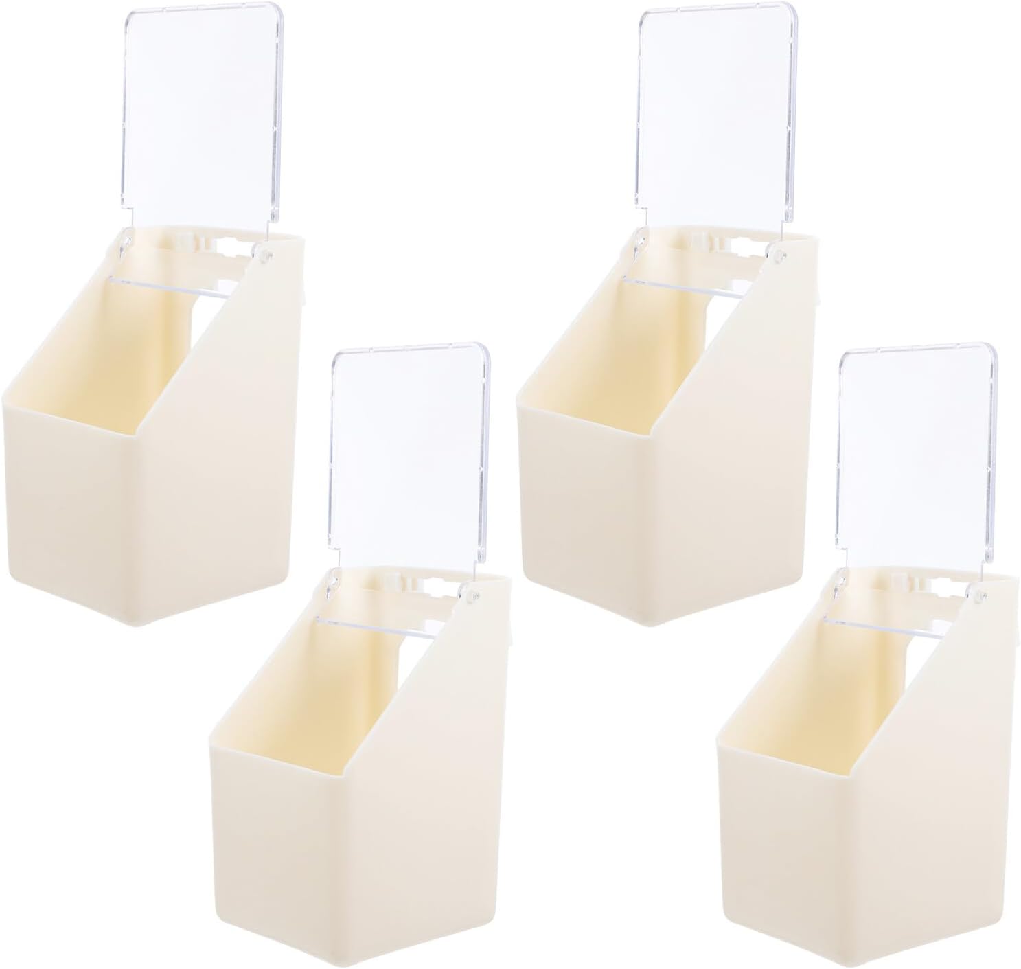 Mobestech 4pcs Pigeon Feeders Hanging Multi-Functional Plastic Feeding Box with Lid Large Capacity Bird Feed Bucket for Cage Feeding and Watering Supplies