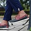 Men's Boat Shoes, Classic Deck Shoes Leather City Casual Shoes,Blue Red,45EU #2
