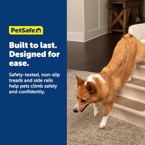 PetSafe CozyUp Folding Dog Stairs - Pet Stairs for Indoor/Outdoor at Home or Travel - Dog Steps for High Beds, Sofa with Siderails, Non-Slip Pads - Durable, Support up to 200 lbs - Extra Large, Tan - image 5
