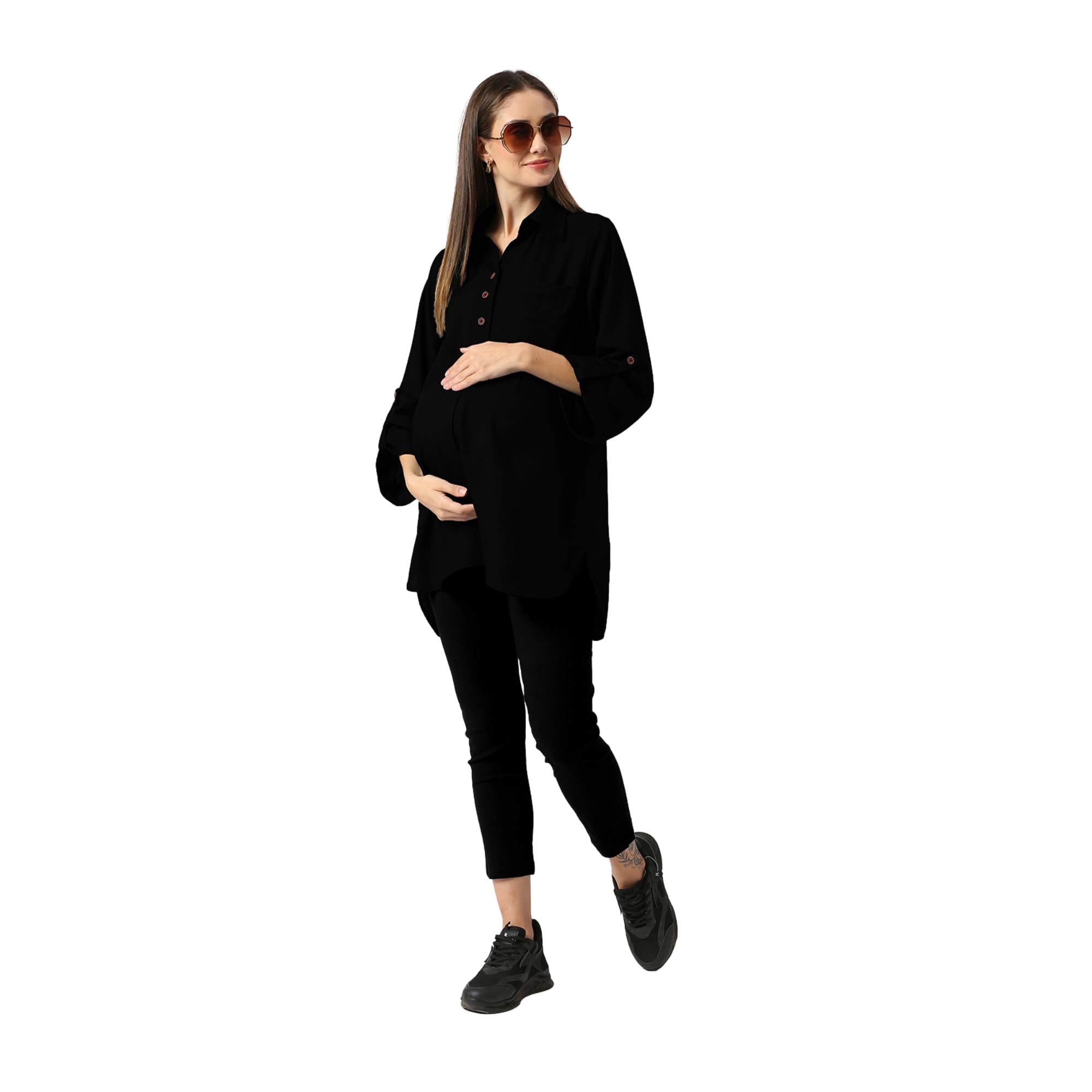Rayon Casual Maternity Shirt |Black-picture-26