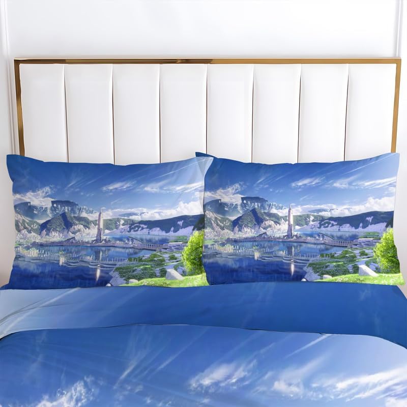 Miniatura 3 de Sky Blue King Duvet Cover Valley Print King Bedding Set Soft Microfiber Comforter Cover and 2 Pillow Shams 20"X36", Bed Set Duvet Covers with Zipper