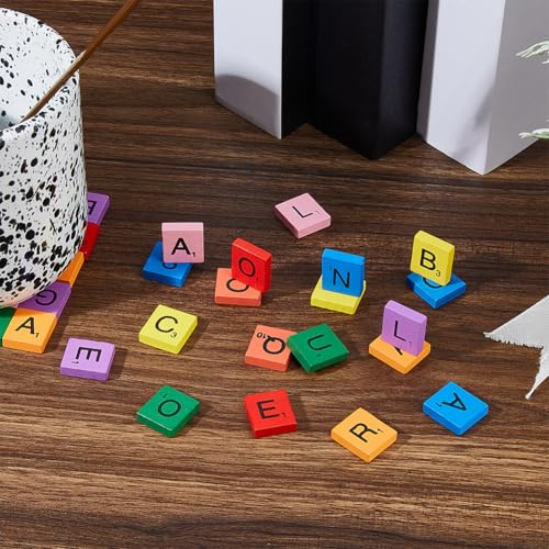 DICOSMETIC 200 piezas de letras de madera coloridas miniatura 4