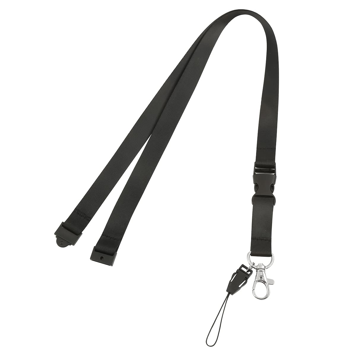 LICQIC 1 Pcs Neck Lanyard Strap, Lanyards for Neck with Safety Breakaway, for Holding a ID Card, Pass Card Badge, Keys or Cell Mobile Phone (Black)