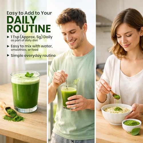 Image of Wheatgrass Powder | 100% Pure Wheatgrass Powder (Triticum Aestivum) | Natural Green Superfood for Daily Nutrition & Wellness | No Preservatives | Superfood Natural Detox & Immunity Booster | 200g