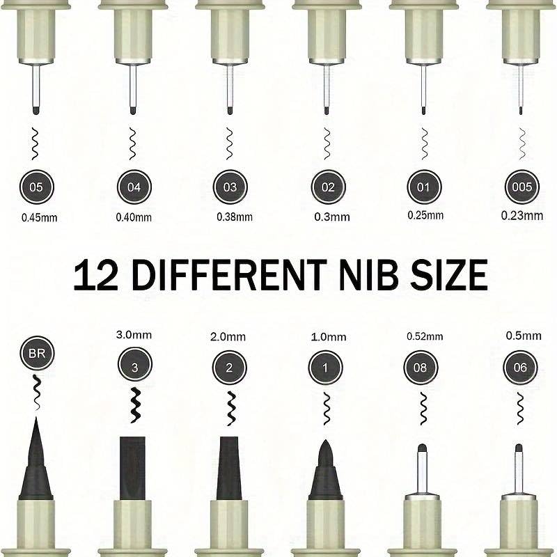 Amitasha 12 Pieces Black Fine Point Pens Set with Different Nib Sizes – Extra Fine Point Type for Calligraphy, Drawing, Writing, Designing, Comic, Waterproof & Quick Drying 2