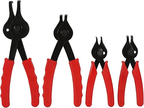 Miniatura 9 de Juego de 11 alicates de anillo de presión externos internos, alicates de mandíbula rectos y doblados resistentes para retención de anillos