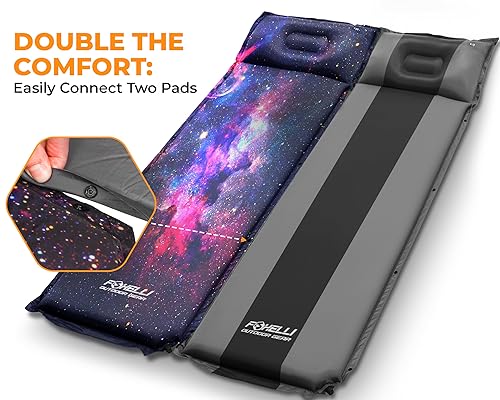 image for Foxelli Self Inflating Sleeping Pad for Camping, Backpacking, Hiking, 