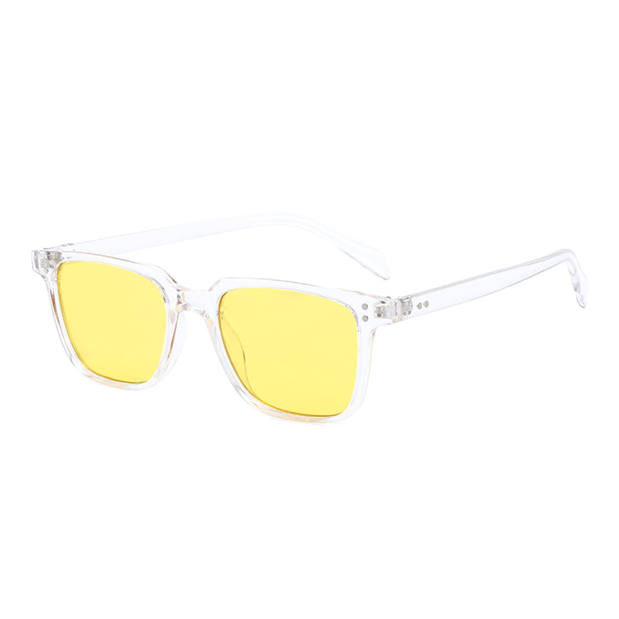 AUGEN Gafas de sol unisex con protección UV400, estilo retro, vintage, cuadradas, abstractas, tamaño mediano (amarillo2, 116), paquete de 1