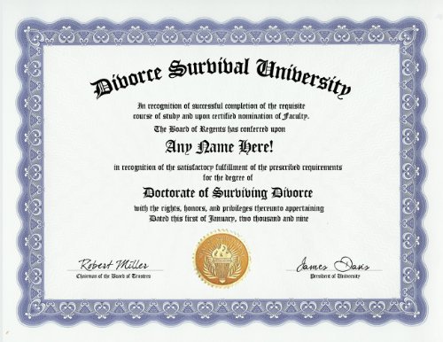 Surviving Divorce Survival Divorce Survivor Degree: Custom Gag Diploma Doctorate