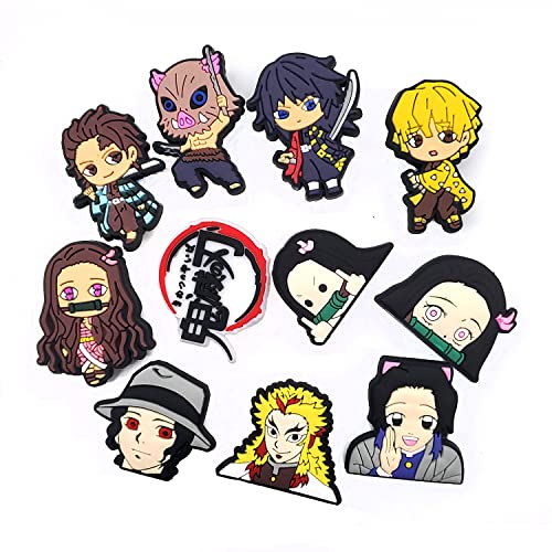 Fancico Adornos para zapatos Kimetsu no yaiba (12 unidades) para sandalias tipo zueco, regalos para niños, niñas, niños y adolescentes
