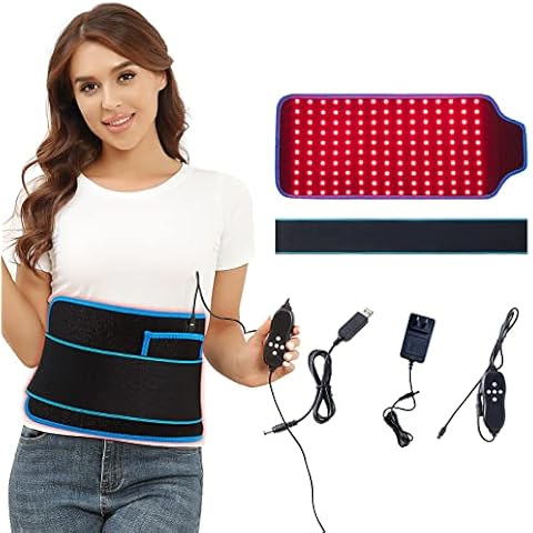 JOBYNA Red & I.nfrared L.Ight T.herapy Belt, 660nm L-E-D Red L.Ight and 850nm Near-I.nfrared L.Ight for Body P.a.i.n R.e.l.i.e.f, Adjustable L.Ight Intensity& Vibration Mode, Auto Shut-Off Cover