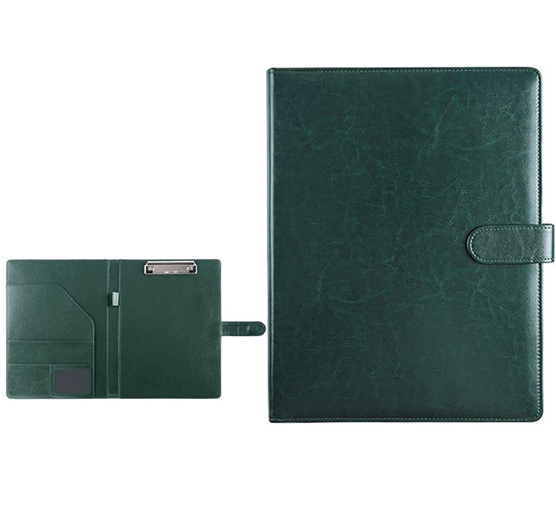 Cicilin A4 File Folder with Clipboard Faux Leather Resume Storage Portfolio Organiser (Green)