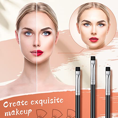 3 Pcs Eyebrow Brush Fine Angled Brush Flat Angled Eyeliner Brush Pro Precision Gel Eyeshadow Makeup Brush Ultra Thin Flat Angle Quality Synthetic Bristles #TOP6