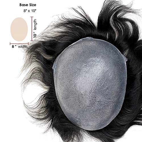 Lordhair Transparent Super Thin Skin Human Hair Replacement System (ATS1C1A), Jet Black - Image 3
