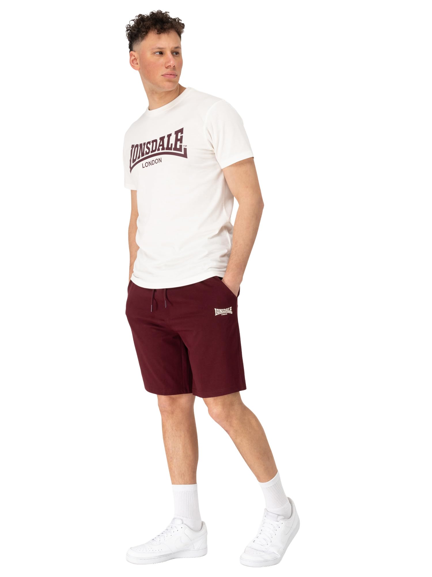 Lonsdale Męski zestaw bawełnianych t-shirtów i szortów, strój podróżny i